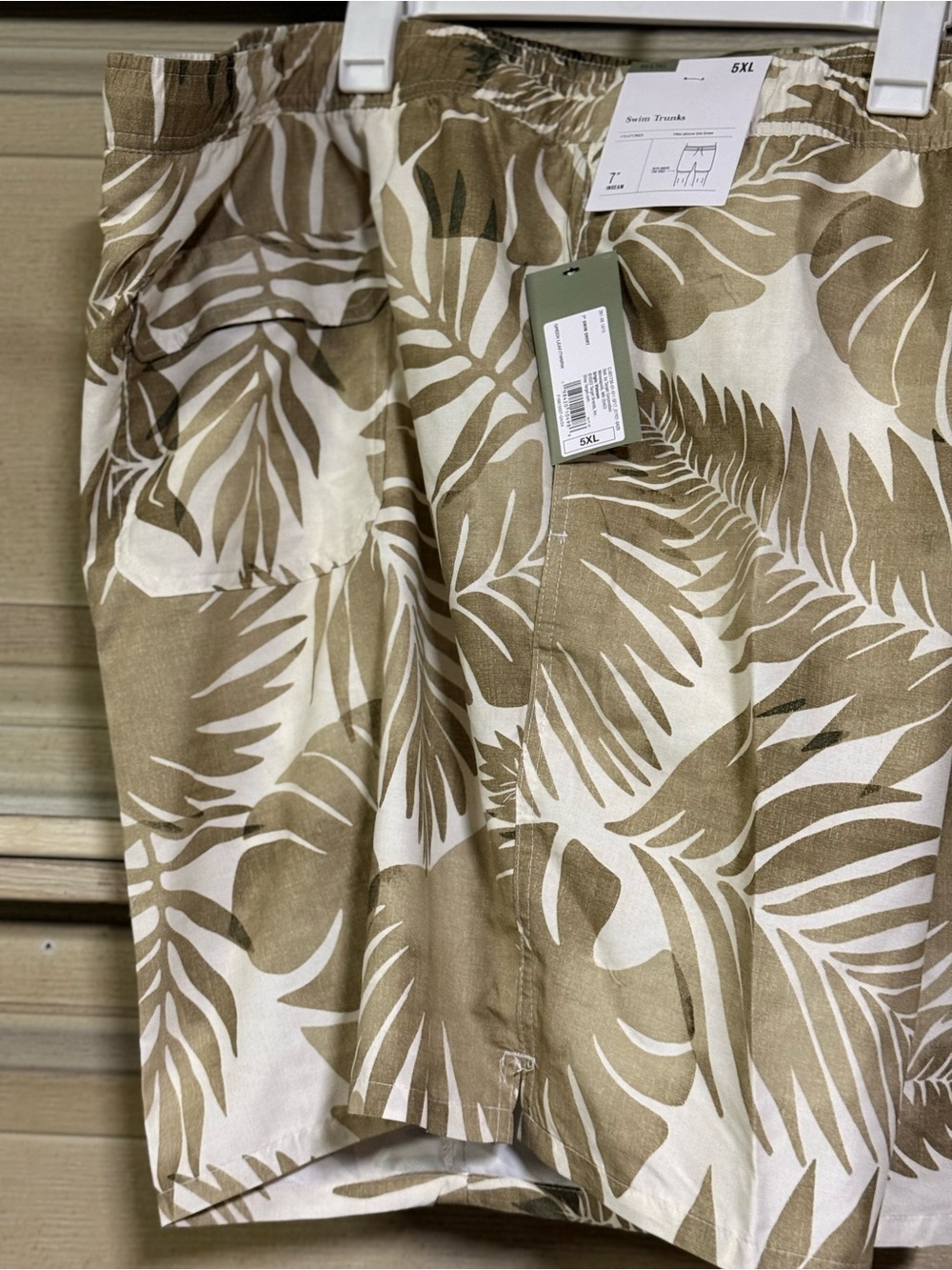 Goodfellow & Co Olive/Tan Patterned Men's Athletic Swim Shorts